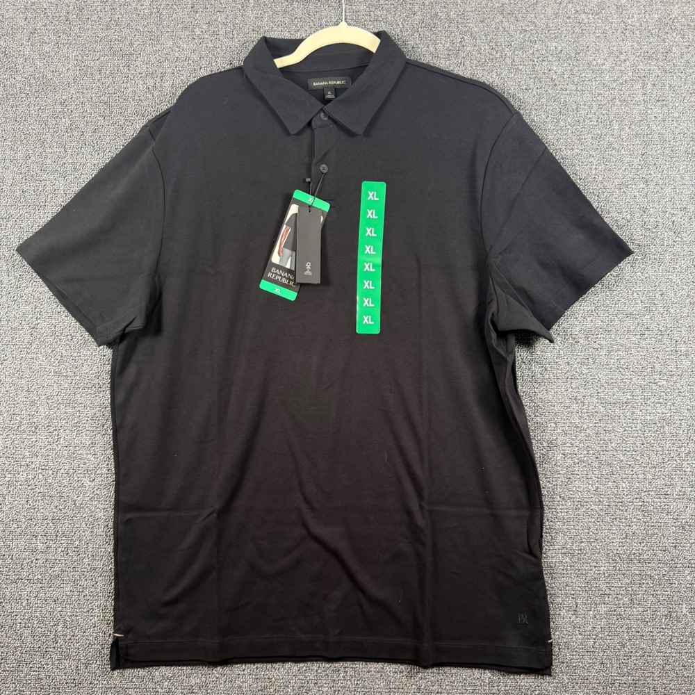 Banana Republic Mens XL Luxe Touch Polo Black Short Sleeve Cotton Preppy Office